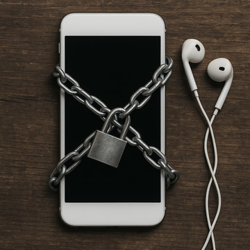 Telefon, ovit v verigo, Vir: Ustvarjeno z umetno inteligenco (DALL·E, OpenAI)