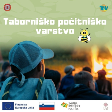Logotip za Taborniško počitniško varstvo 2025; RKJ Sežana.